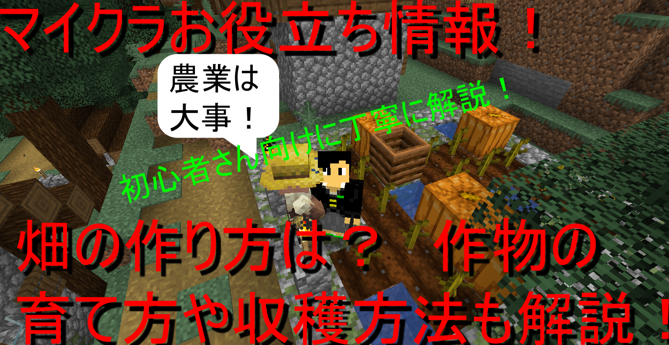 マイクラお役立ち情報 畑の作り方は 作物の育て方や 収穫方法も解説 高専生ののんびりブログ